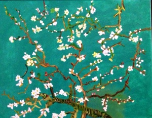 Van Gogh's almond blossoms.. I must admit because of its sheer simplicity and elegance, it was most challenging one paint.